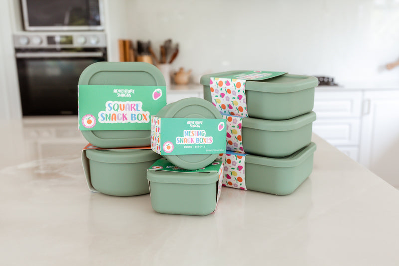 Adventure Snacks Silicone Bento Lunchbox 4 compartment- Sage Green