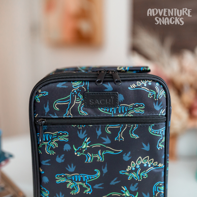 Sachi Insulated Lunch Tote & Bottle Bundle - Neon Dinosaur