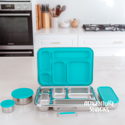 Adventure Snacks Stainless Steel 5 Compartment Starter Bundle - Jungle Green