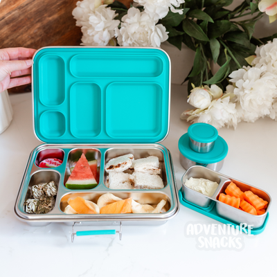 Adventure Snacks Stainless Steel 5 Compartment Starter Bundle - Jungle Green