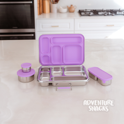 Adventure Snacks Stainless Steel 5 Compartment Starter Bundle - Lilac