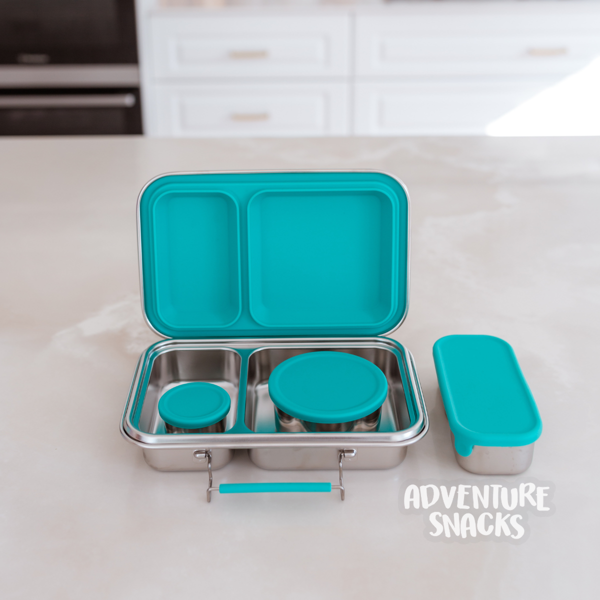 Adventure Snacks Stainless Steel 2 Compartment Starter Bundle - Jungle Green