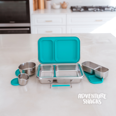 Adventure Snacks Stainless Steel 2 Compartment Starter Bundle - Jungle Green