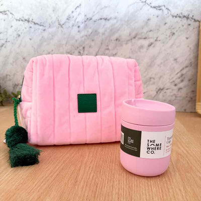 Cosmetic Case & Traveller Mug Set - Pink