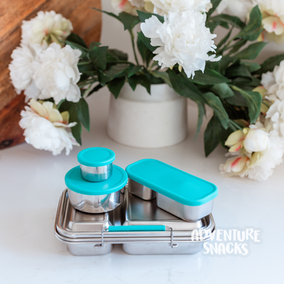 Adventure Snacks Stainless Steel 2 Compartment Starter Bundle - Jungle Green