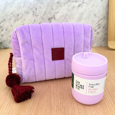 Cosmetic Case & Traveller Mug Set - Purple