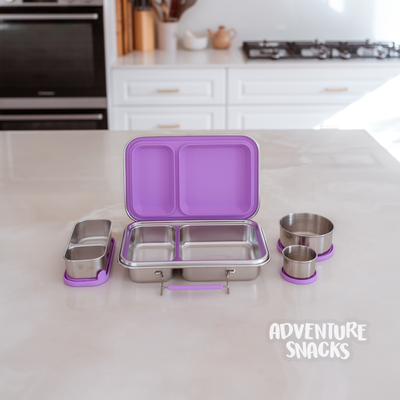 Adventure Snacks Stainless Steel 2 Compartment Starter Bundle - Lilac