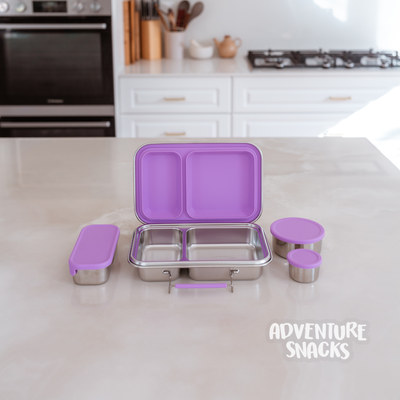 Adventure Snacks Stainless Steel 2 Compartment Starter Bundle - Lilac