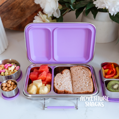Adventure Snacks Stainless Steel 2 Compartment Starter Bundle - Lilac