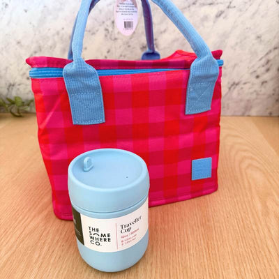 The Somewhere Co Traveller Cup & Luxe Lunch Bag Set - Blue