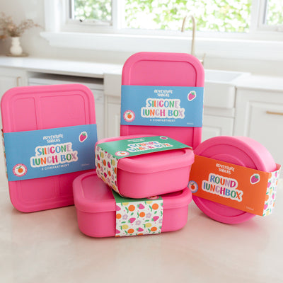 Adventure Snacks Silicone Bento Lunchboxes- Flamingo Pink