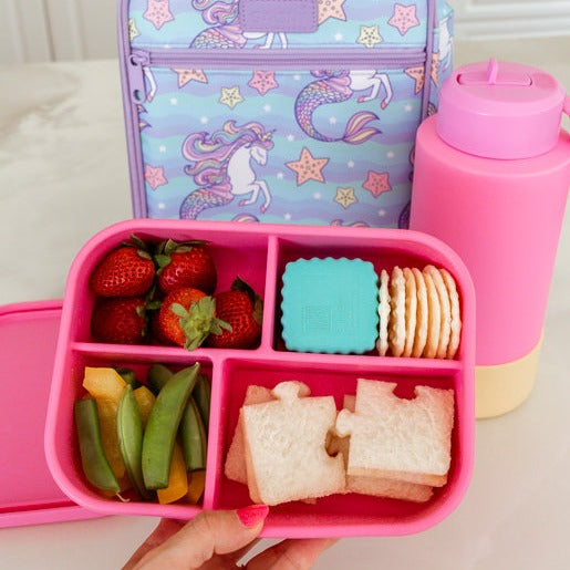 Adventure Snacks Silicone Bento Lunchbox 4 compartment- Flamingo Pink