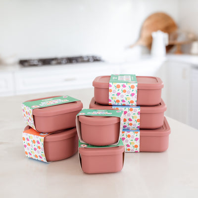 Adventure Snacks Silicone Bento Lunchbox 4 compartment- Rose Pink