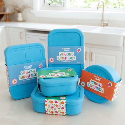 Adventure Snacks Silicone Bento Lunchbox 4 compartment- Ocean Blue