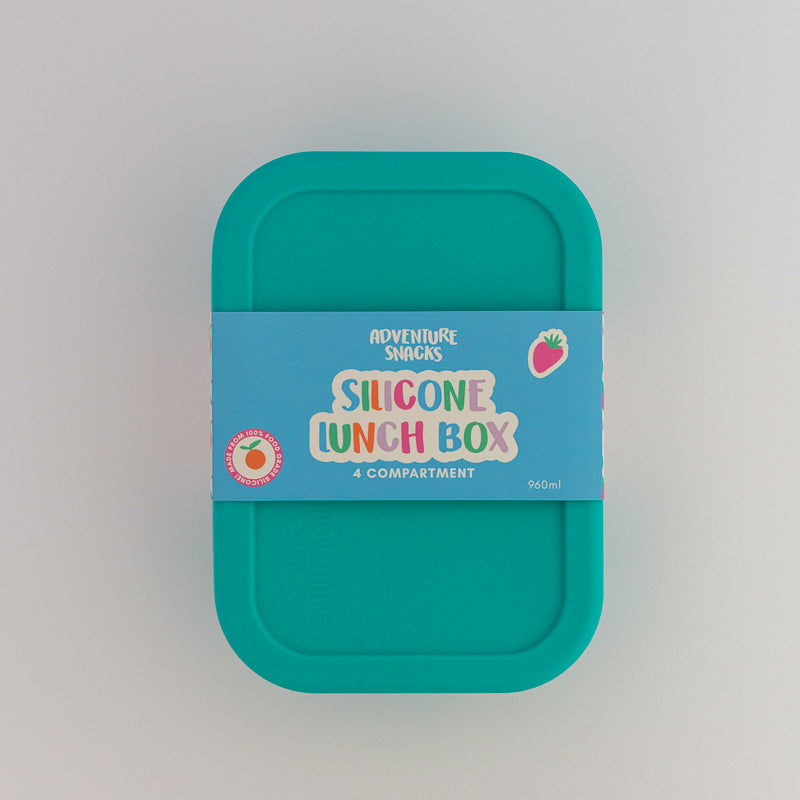 Adventure Snacks Silicone Bento Lunchbox 4 compartment- Jungle Green