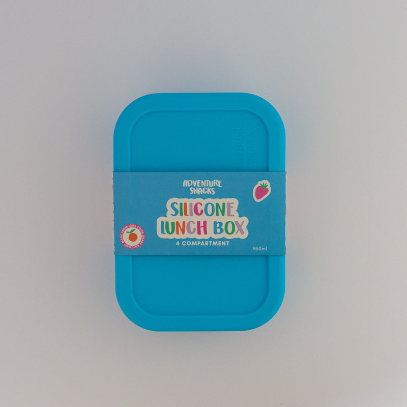 Adventure Snacks Silicone Bento Lunchbox 4 compartment- Ocean Blue