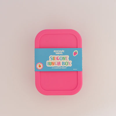 Adventure Snacks Silicone Bento Lunchbox 4 compartment- Flamingo Pink