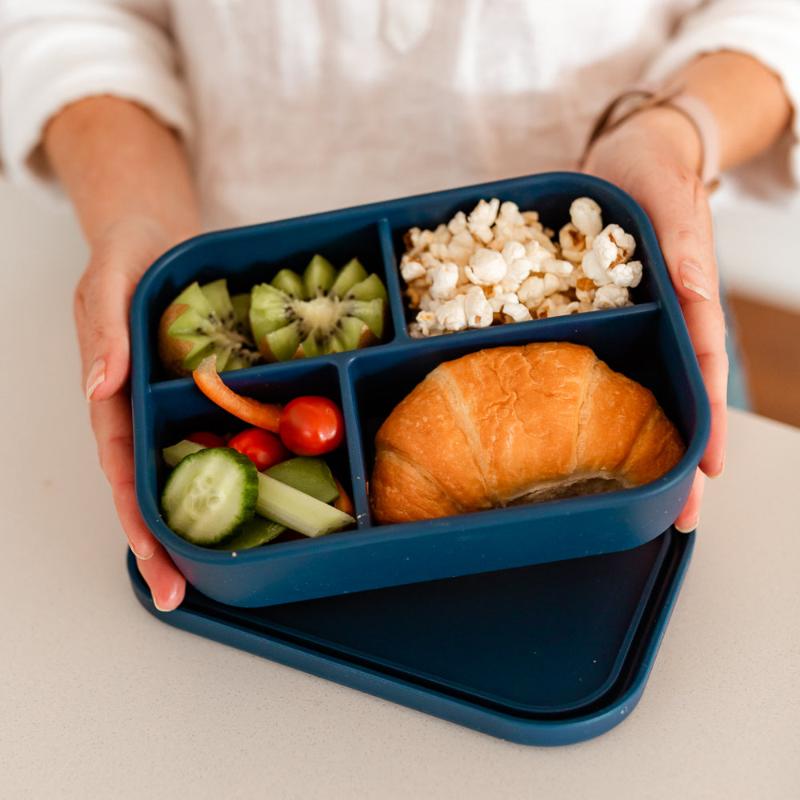 Adventure snacks 4 compartment silicone lunchbox- royal blue