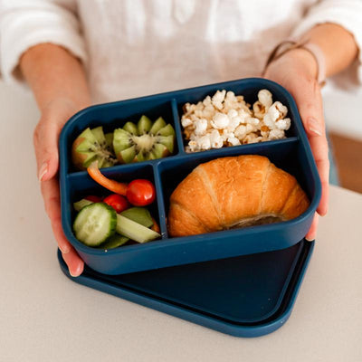 Adventure snacks 4 compartment silicone lunchbox- royal blue