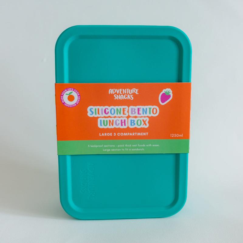 Adventure Snacks Large 3 compartment silicone lunchbox- jungle green