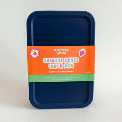 Adventure Snacks Large 3 compartment silicone lunchbox- royal blue
