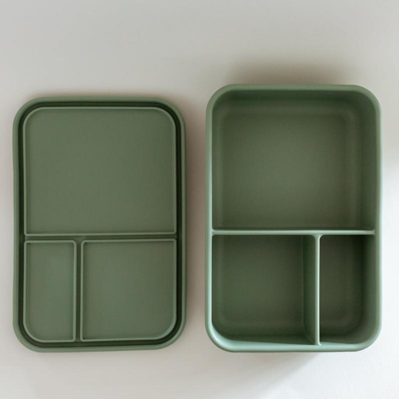 Adventure Snacks Large 3 compartment silicone lunchbox- sage green