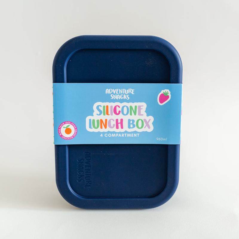 Adventure snacks 4 compartment silicone lunchbox- royal blue