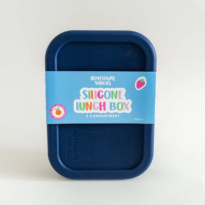 Adventure snacks 4 compartment silicone lunchbox- royal blue