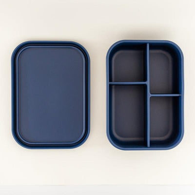 Adventure snacks 4 compartment silicone lunchbox- royal blue