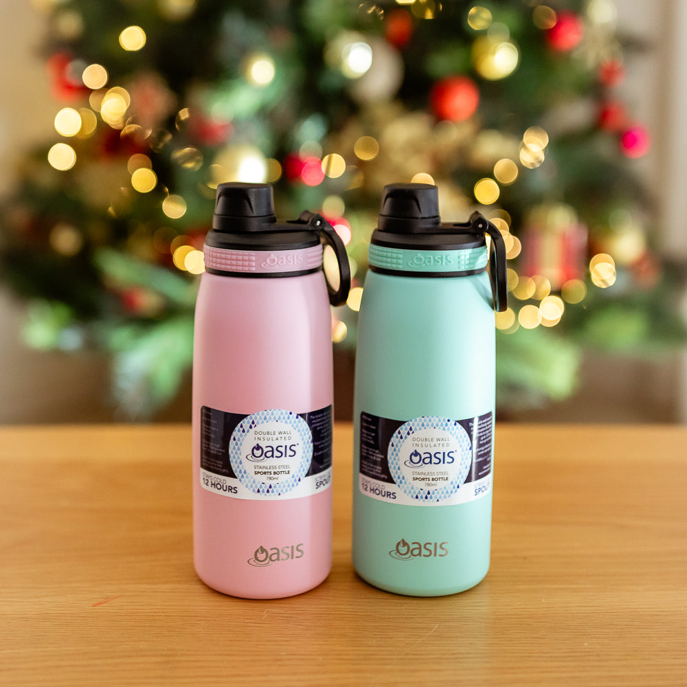 Oasis 780ml Insulated Sports Bottle Screw Cap Duo Bundle - Carnation and Mint