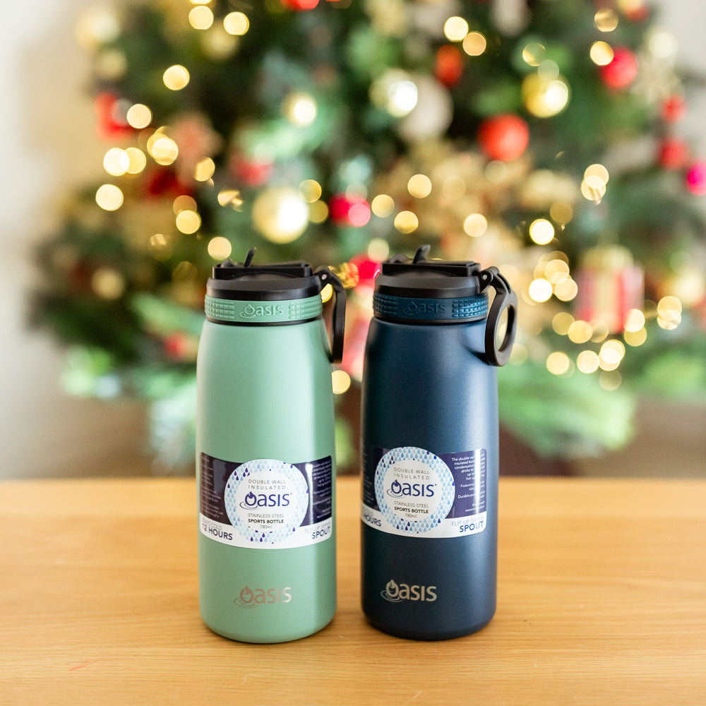 Oasis 780ml Insulated Sports Bottle Sipper Lid Duo Bundle - Navy and Sage