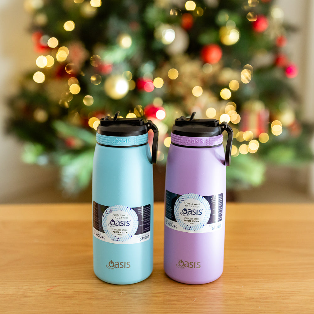 Oasis 780ml Insulated Sports Bottle Sipper Lid Duo Bundle - Island Blue and Lavender