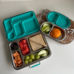 Adventure Snacks Stainless Steel 5 Compartment Lunch & Snack Bundle - Jungle Green