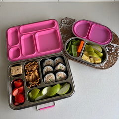 Adventure Snacks Stainless Steel 5 Compartment Lunch & Snack Bundle - Flamingo Pink