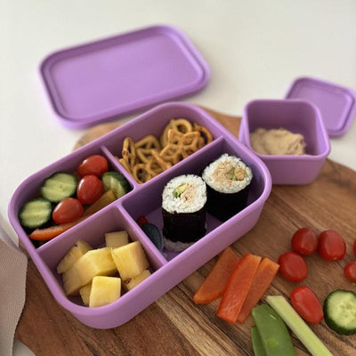 Adventure snacks 4 compartment silicone lunchbox- lilac