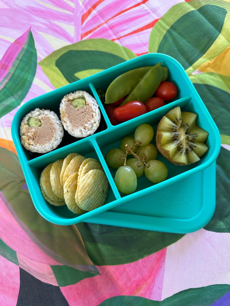 Adventure Snacks Silicone Bento Lunchbox 4 compartment- Jungle Green