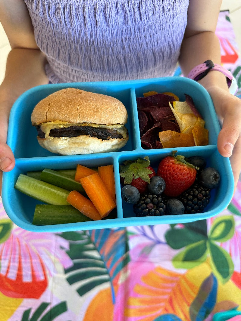 Adventure Snacks Silicone Bento Lunchbox 4 compartment- Ocean Blue