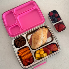 Adventure Snacks Stainless Steel 4 Compartment Starter Bundle - Flamingo Pink