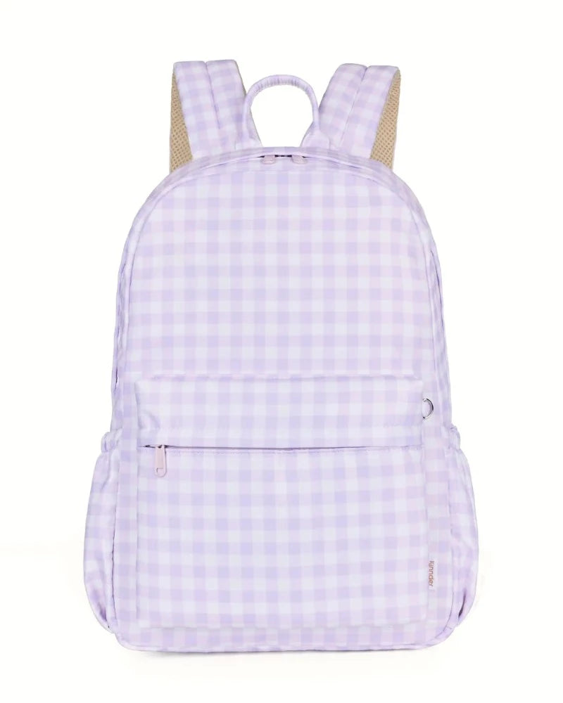 Kinnder Junior Backpack- Lilac Gingham