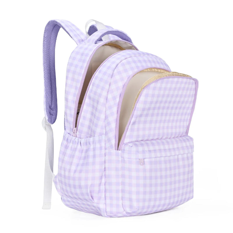 Kinnder campus backpack- lilac gingham