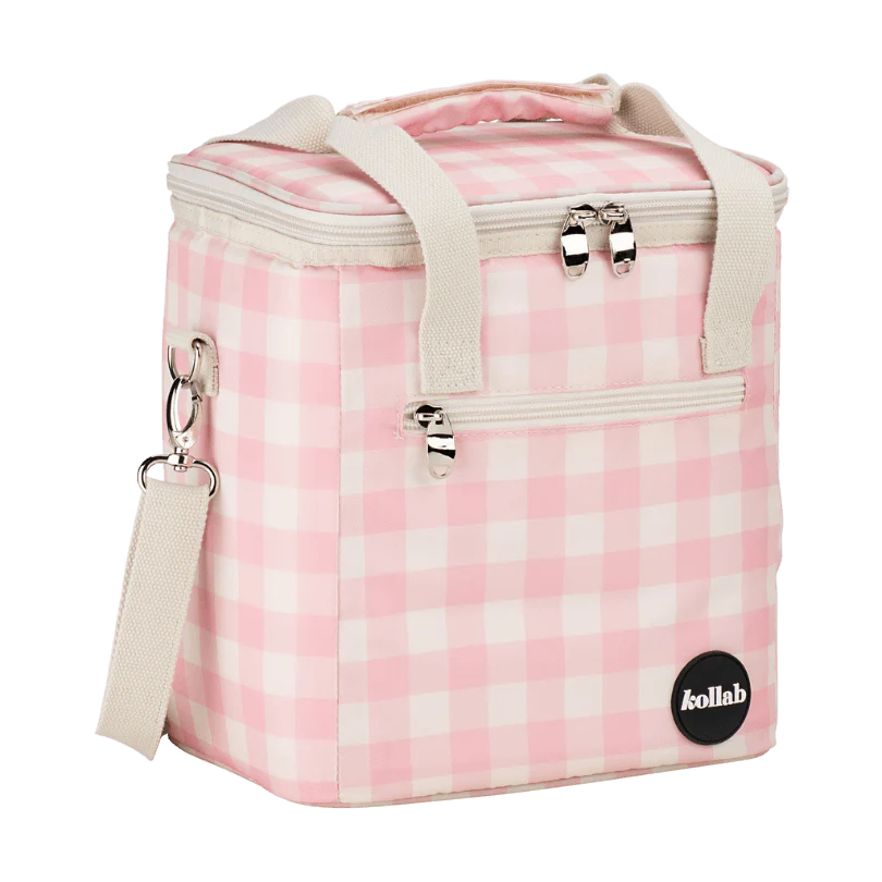 Kollab mini cooler- candy pink check