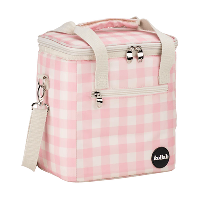 Kollab mini cooler- candy pink check