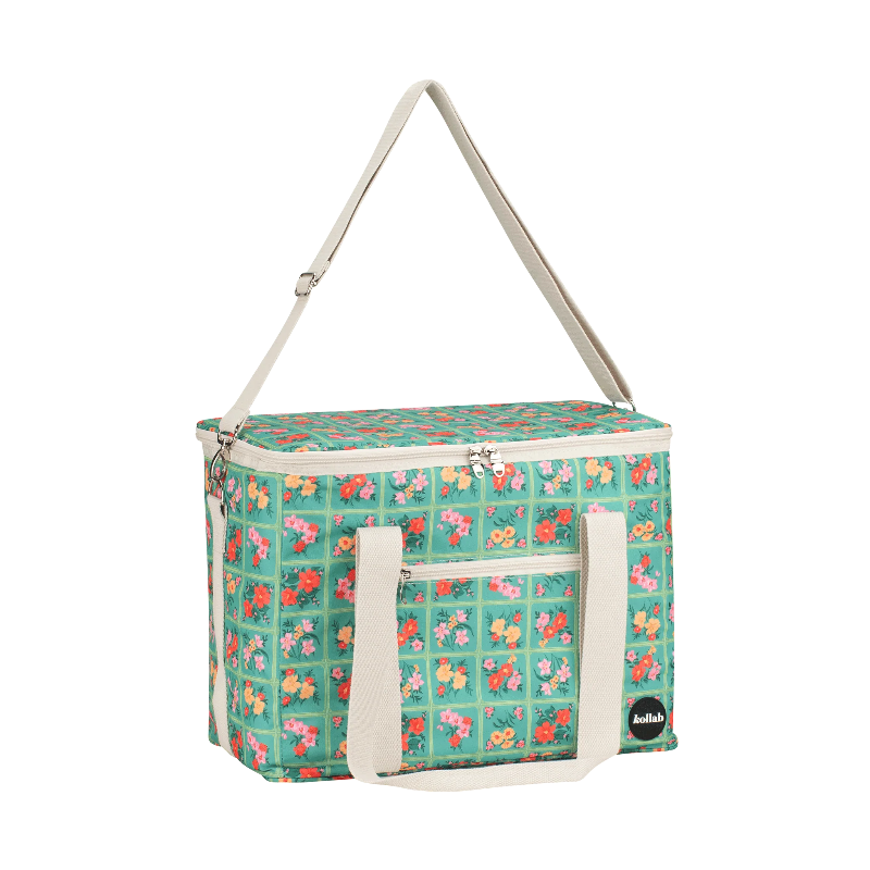 Kollab picnic bag- spring stripevintage patch