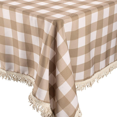 Kollab fringed tablecloth- Olive check