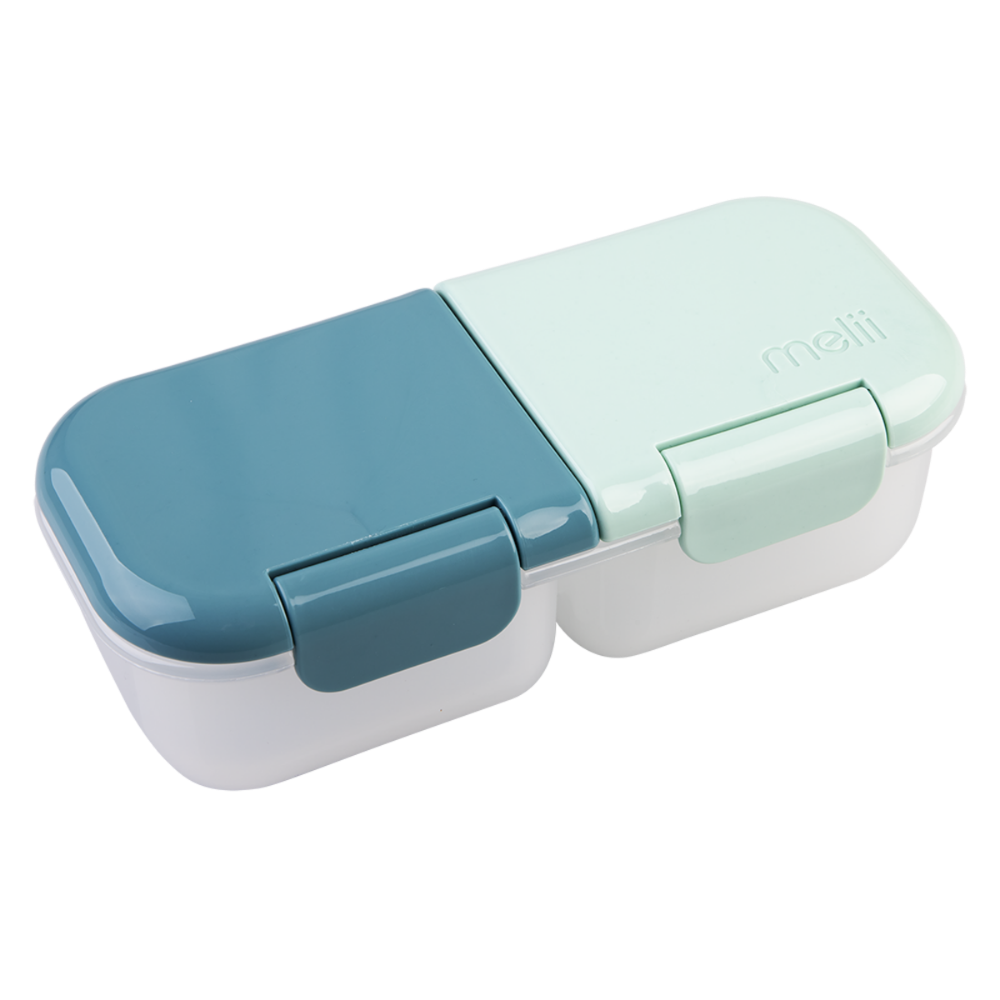 Melii 2 compartment snack container- blue/mint