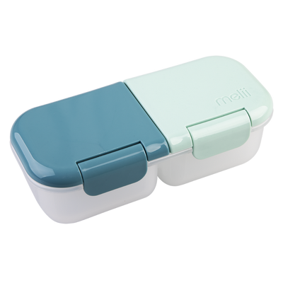 Melii 2 compartment snack container- blue/mint