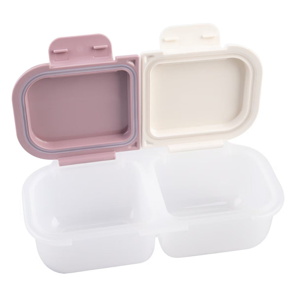 Melii 2 compartment snack container- pink/ivory