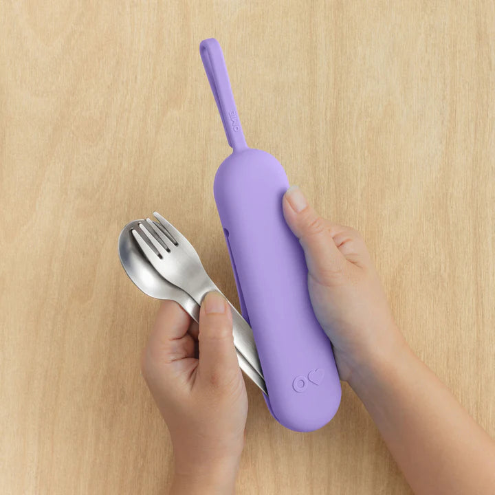 OmieUp stainless steel utensil pod set- violet