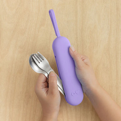 OmieUp stainless steel utensil pod set- violet