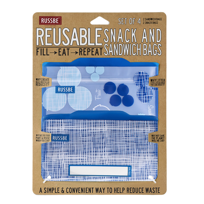 Reusable snack and sandwich bags- blueberry linen